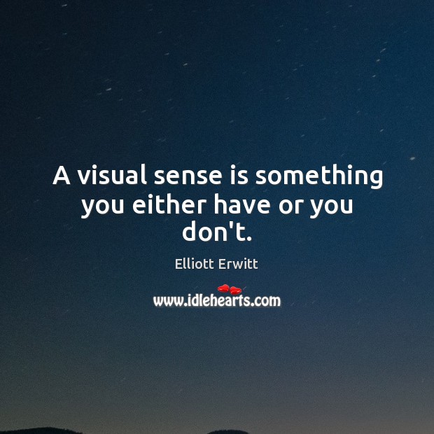 A visual sense is something you either have or you don’t. Elliott Erwitt Picture Quote