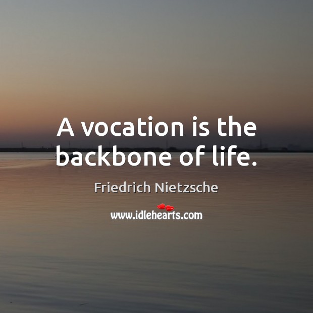 A vocation is the backbone of life. Friedrich Nietzsche Picture Quote