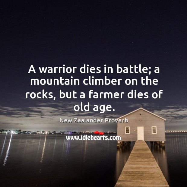 A warrior dies in battle; a mountain climber on the rocks Image