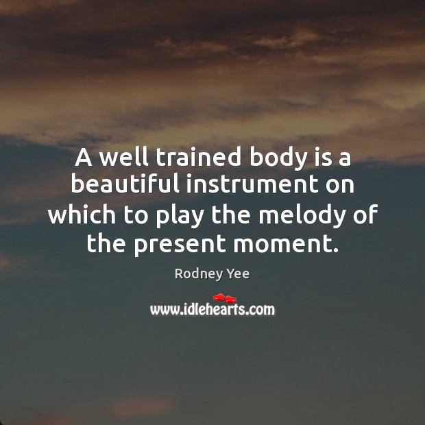 A well trained body is a beautiful instrument on which to play Rodney Yee Picture Quote
