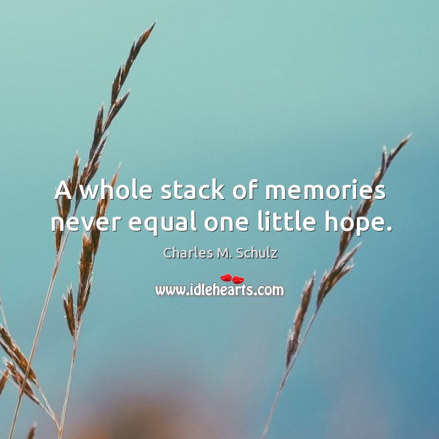 A whole stack of memories never equal one little hope. Image