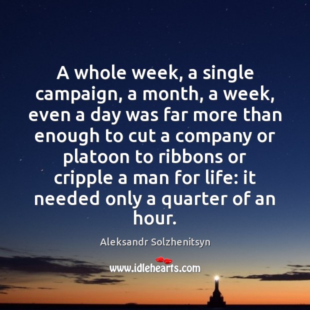 A whole week, a single campaign, a month, a week, even a Aleksandr Solzhenitsyn Picture Quote