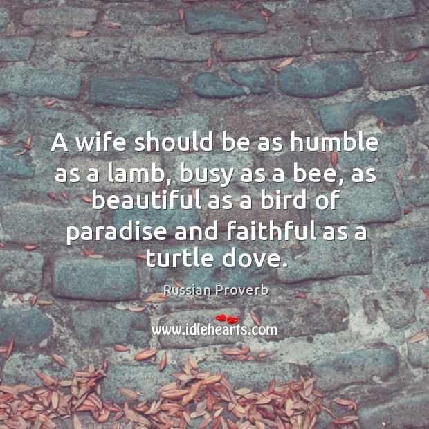 A wife should be as humble as a lamb. Russian Proverbs Image