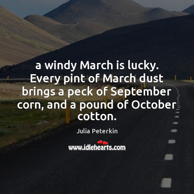 A windy March is lucky. Every pint of March dust brings a Julia Peterkin Picture Quote