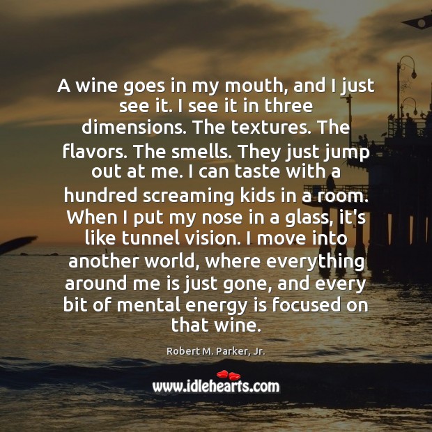 A wine goes in my mouth, and I just see it. I Robert M. Parker, Jr. Picture Quote