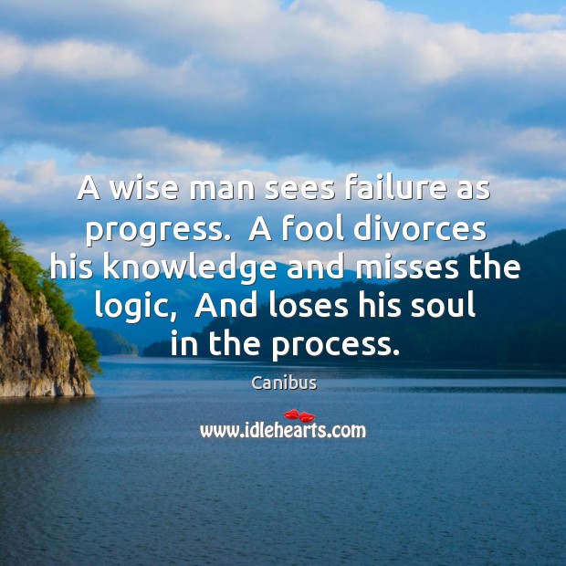 A wise man sees failure as progress.  A fool divorces his knowledge Canibus Picture Quote