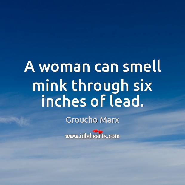 A woman can smell mink through six inches of lead. Groucho Marx Picture Quote