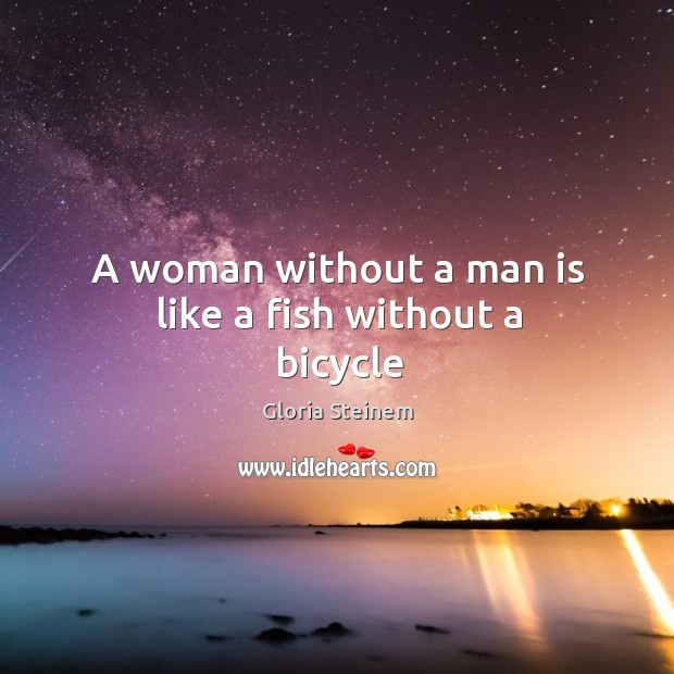 A woman without a man is like a fish without a bicycle Image
