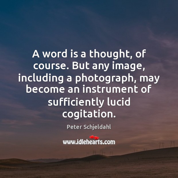 A word is a thought, of course. But any image, including a Peter Schjeldahl Picture Quote
