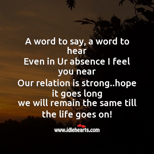 A word to say, a word to hear Missing You Messages Image