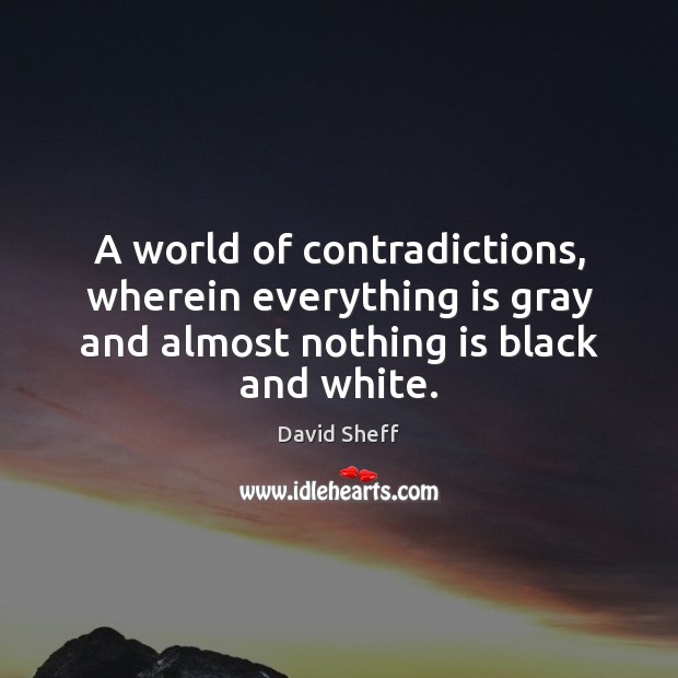 A world of contradictions, wherein everything is gray and almost nothing is David Sheff Picture Quote