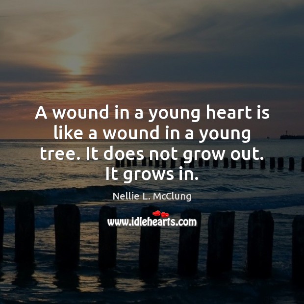 A wound in a young heart is like a wound in a Nellie L. McClung Picture Quote