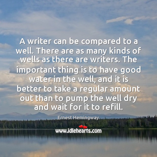 A writer can be compared to a well. There are as many Image