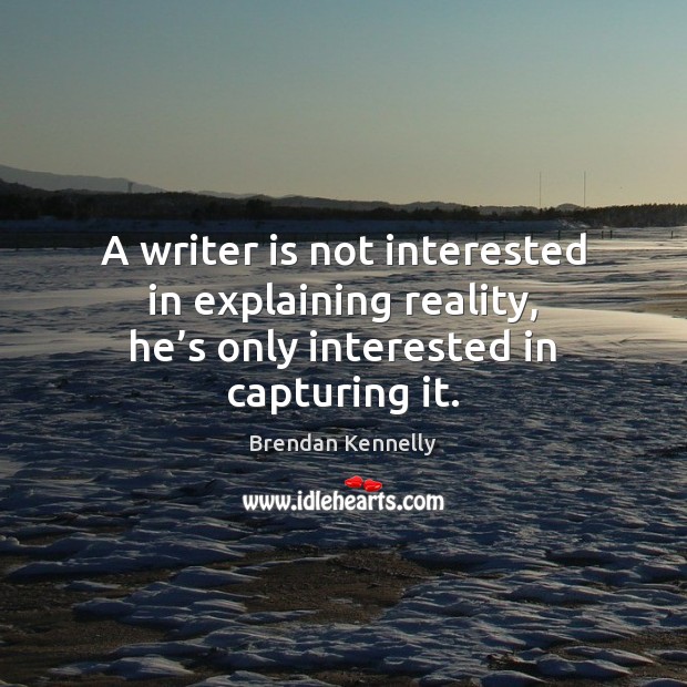 A writer is not interested in explaining reality, he’s only interested in capturing it. Image