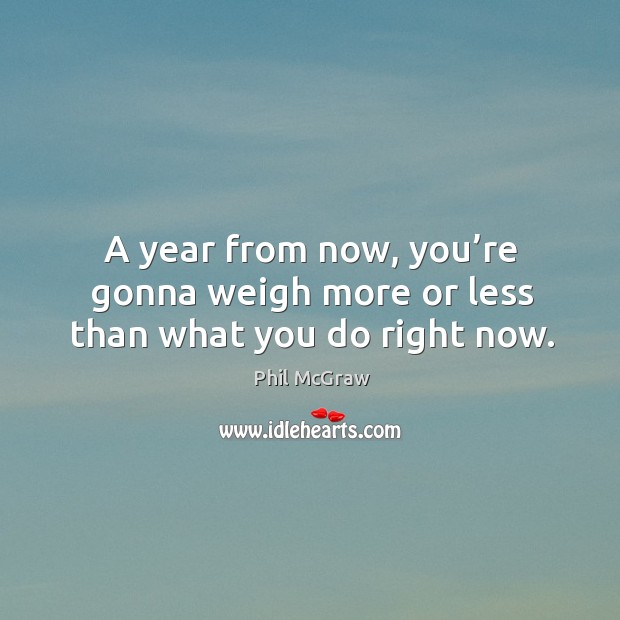 A year from now, you’re gonna weigh more or less than what you do right now. Image