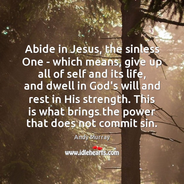 Abide in Jesus, the sinless One – which means, give up all Image