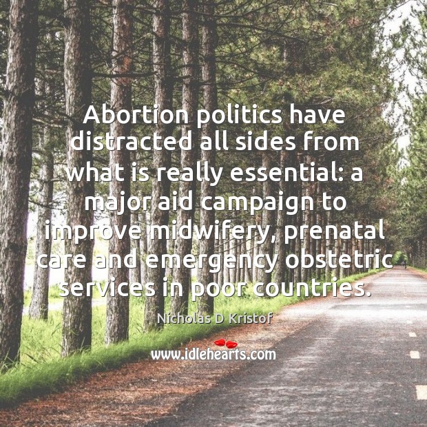 Abortion politics have distracted all sides from what is really essential: a major aid Nicholas D Kristof Picture Quote