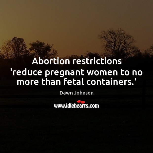 Abortion restrictions ‘reduce pregnant women to no more than fetal containers.’ Dawn Johnsen Picture Quote