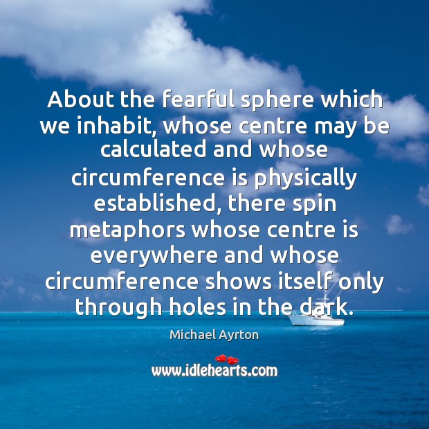 About the fearful sphere which we inhabit, whose centre may be calculated Michael Ayrton Picture Quote