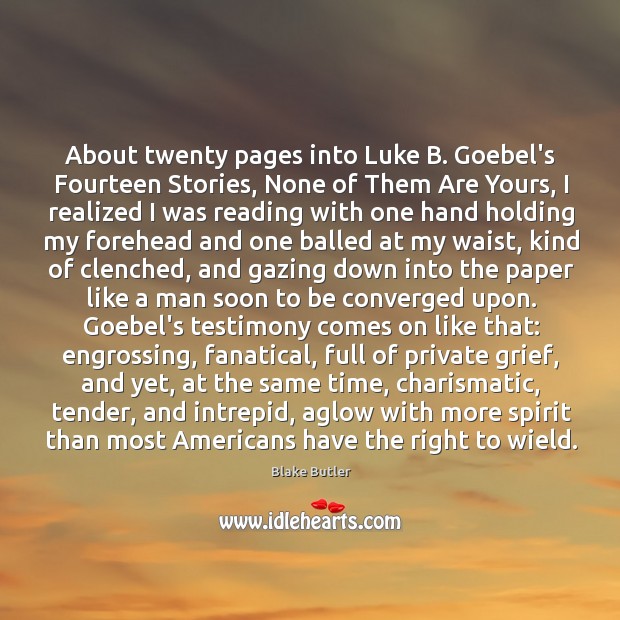 About twenty pages into Luke B. Goebel’s Fourteen Stories, None of Them Blake Butler Picture Quote