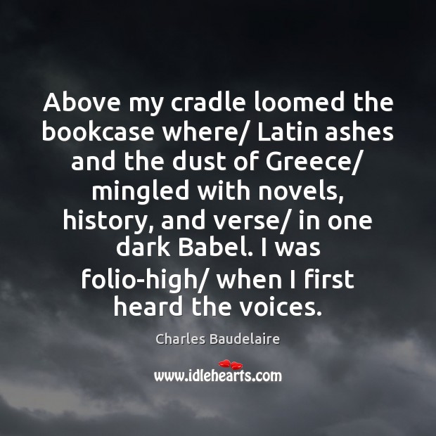 Above my cradle loomed the bookcase where/ Latin ashes and the dust Image