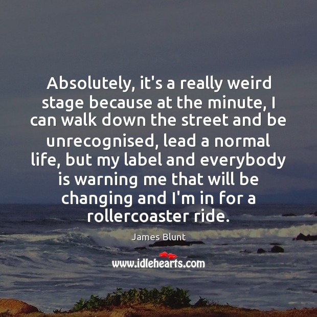 Absolutely, it’s a really weird stage because at the minute, I can James Blunt Picture Quote