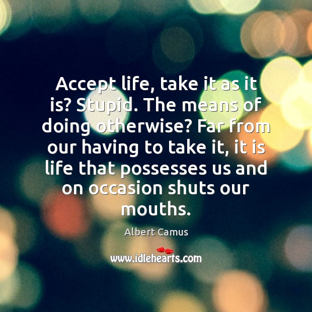 Accept life, take it as it is? Stupid. The means of doing Image