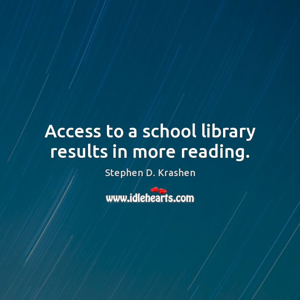 Access to a school library results in more reading. Stephen D. Krashen Picture Quote