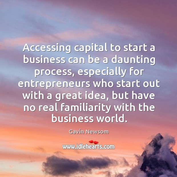 Accessing capital to start a business can be a daunting process Gavin Newsom Picture Quote