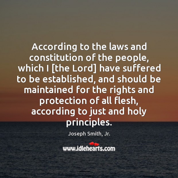 According to the laws and constitution of the people, which I [the Joseph Smith, Jr. Picture Quote