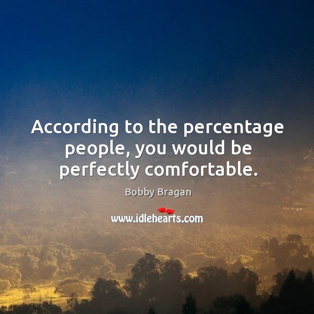 According to the percentage people, you would be perfectly comfortable. Bobby Bragan Picture Quote
