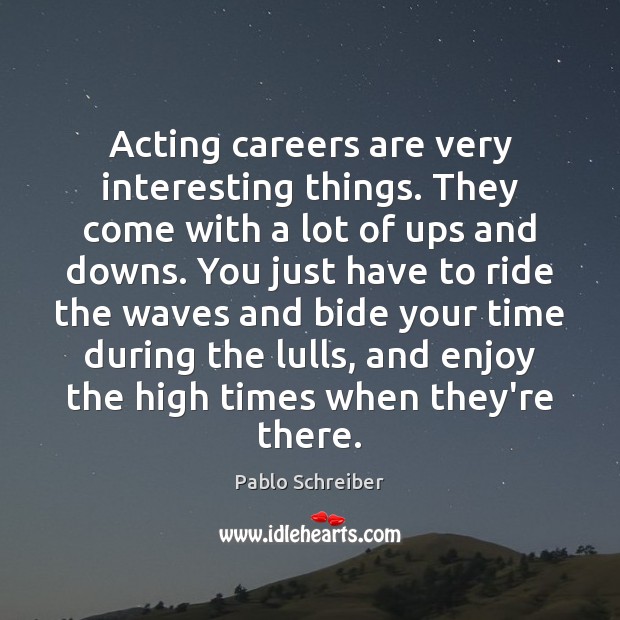 Acting careers are very interesting things. They come with a lot of Pablo Schreiber Picture Quote