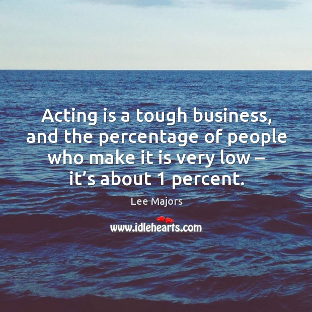 Acting is a tough business, and the percentage of people who make it is very low – it’s about 1 percent. Acting Quotes Image