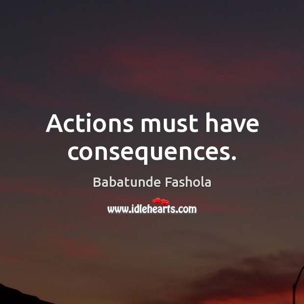 Actions must have consequences. Babatunde Fashola Picture Quote