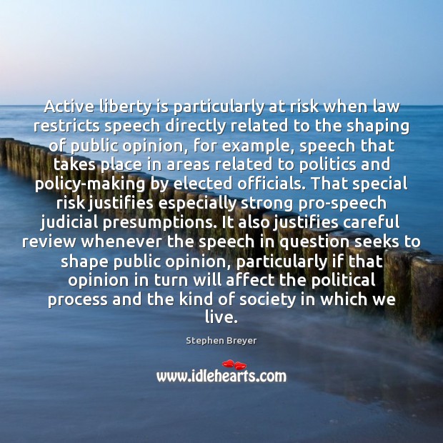 Active liberty is particularly at risk when law restricts speech directly related Liberty Quotes Image