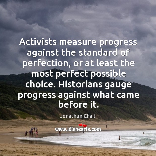 Activists measure progress against the standard of perfection, or at least the Image