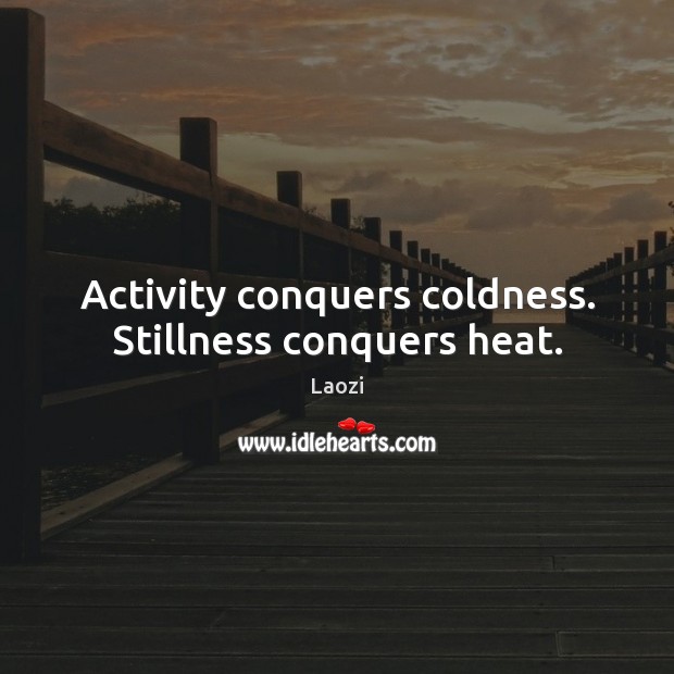 Activity conquers coldness. Stillness conquers heat. Laozi Picture Quote
