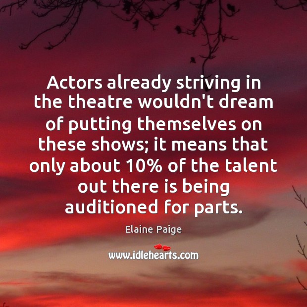 Actors already striving in the theatre wouldn’t dream of putting themselves on Image