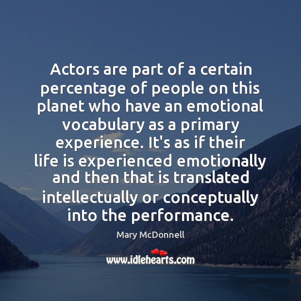 Actors are part of a certain percentage of people on this planet Life Quotes Image