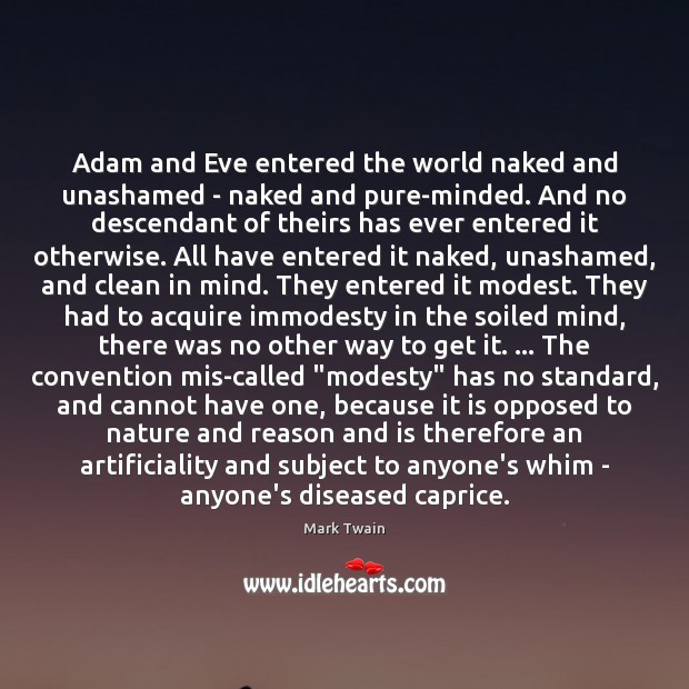 Adam and Eve entered the world naked and unashamed – naked and Image