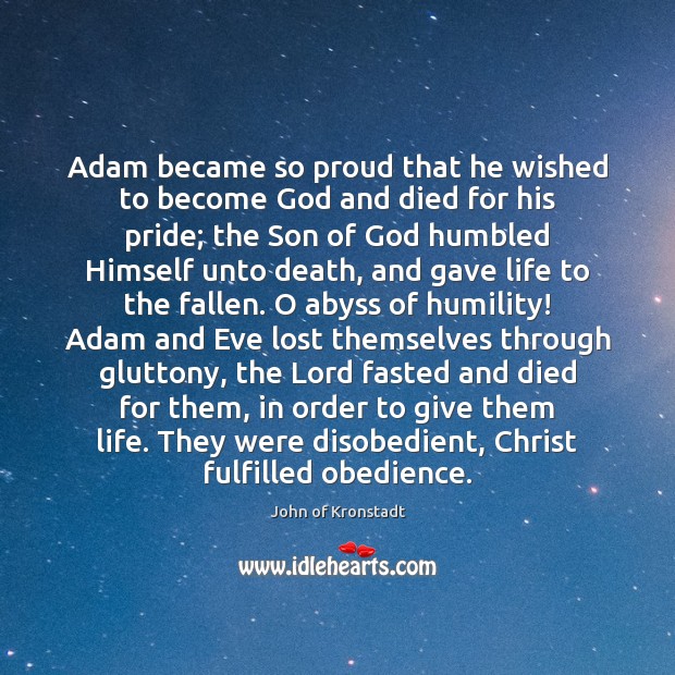 Adam became so proud that he wished to become God and died Image