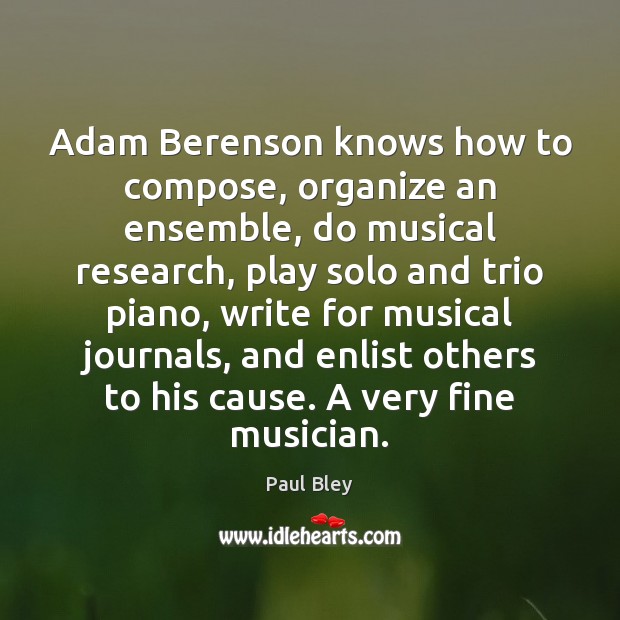 Adam Berenson knows how to compose, organize an ensemble, do musical research, Image