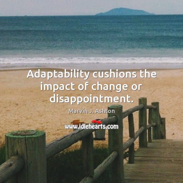 Adaptability cushions the impact of change or disappointment. Marvin J. Ashton Picture Quote