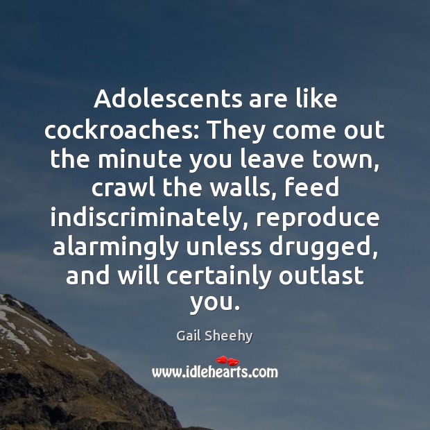 Adolescents are like cockroaches: They come out the minute you leave town, Gail Sheehy Picture Quote
