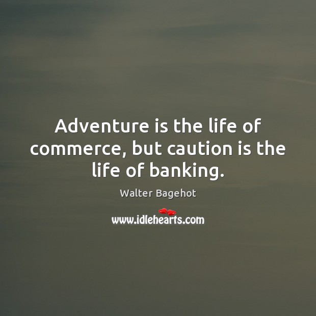 Adventure is the life of commerce, but caution is the life of banking. Walter Bagehot Picture Quote