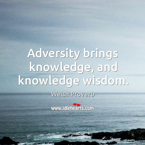 Adversity brings knowledge, and knowledge wisdom. Welsh Proverbs Image