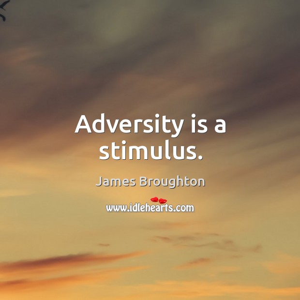 Adversity is a stimulus. James Broughton Picture Quote