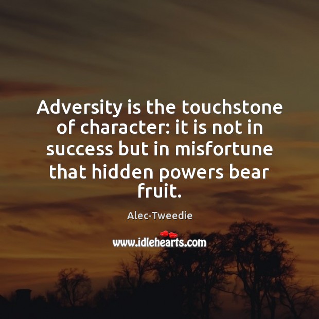 Adversity is the touchstone of character: it is not in success but Hidden Quotes Image