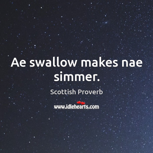 Ae swallow makes nae simmer. Scottish Proverbs Image