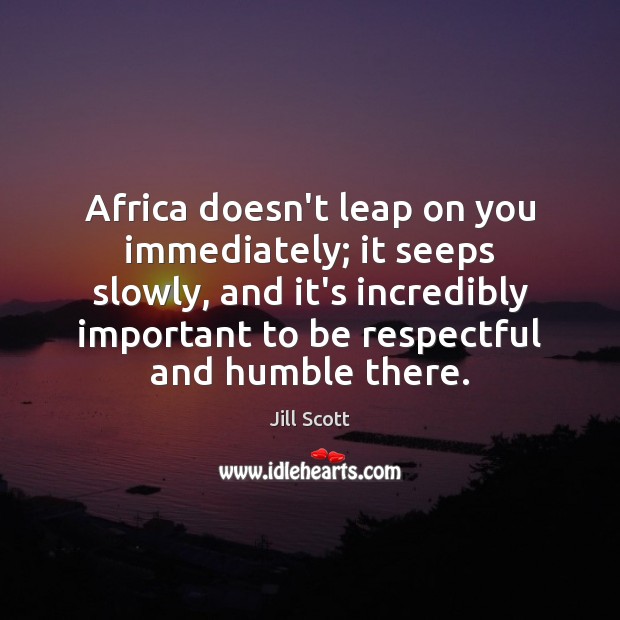 Africa doesn’t leap on you immediately; it seeps slowly, and it’s incredibly Jill Scott Picture Quote